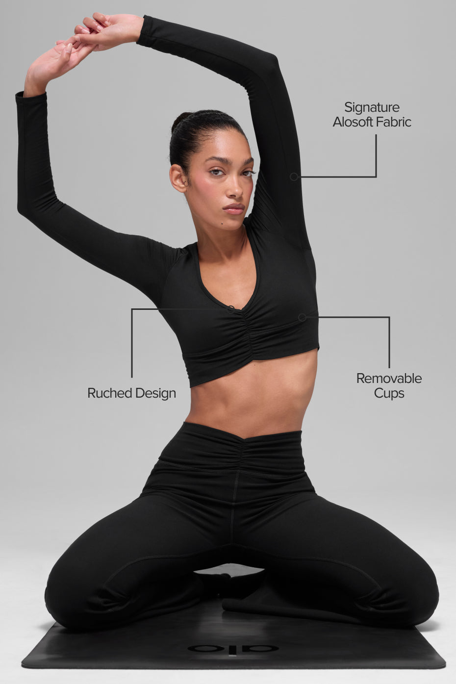 Alosoft Intuition Long Sleeve Bra - Black - 2